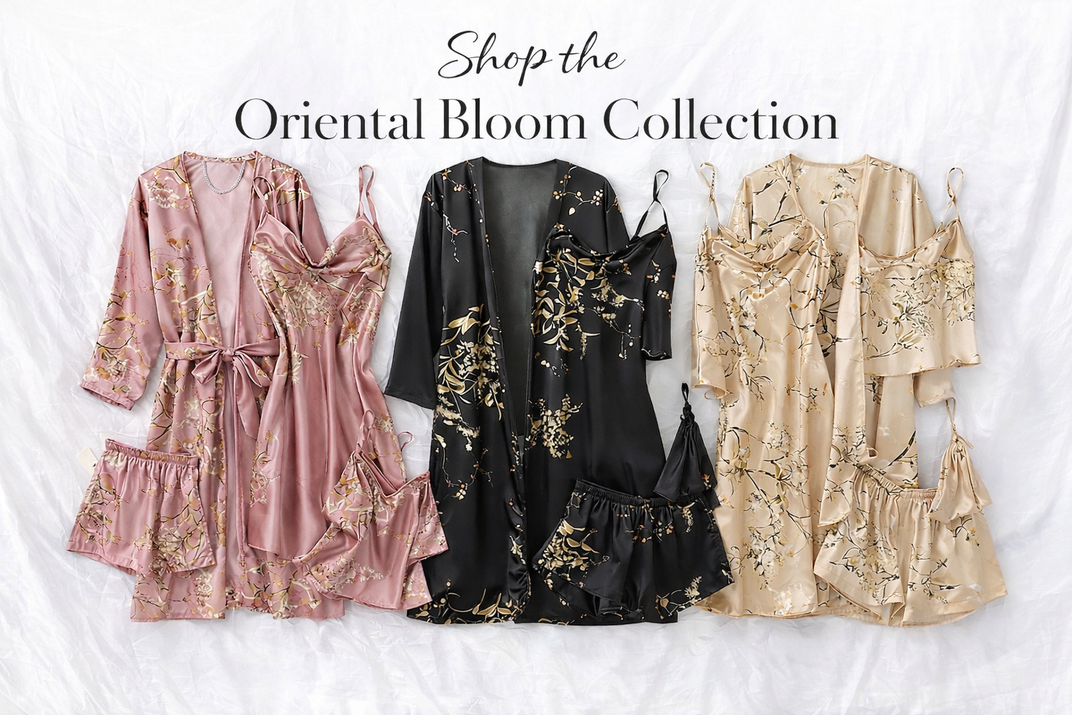 02 - 4-Piece Satin Set - Oriental Bloom