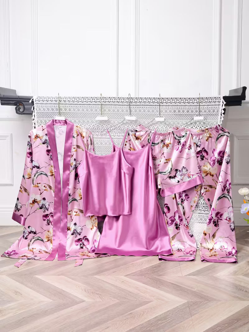 5-Piece Satin Set – Violet – Jardin de Rêve