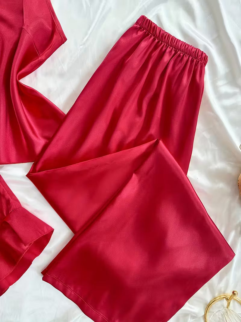 3-Piece Satin Set – Classic Red – Valentine Collection