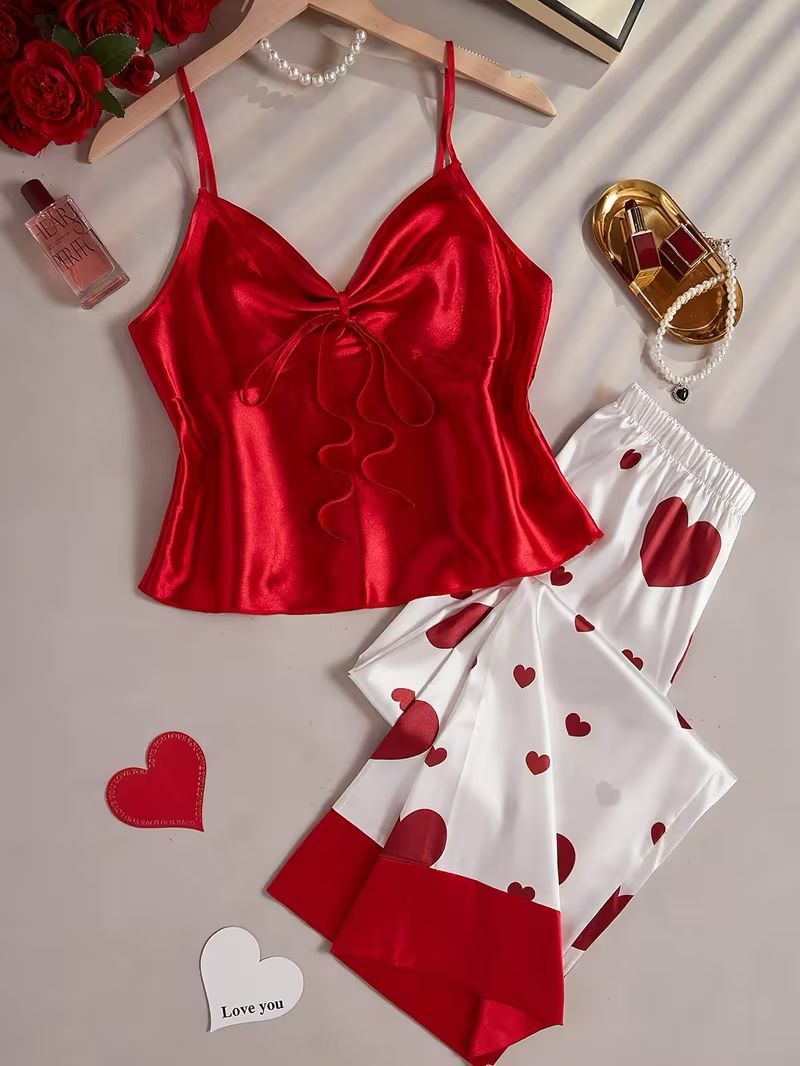 2-Piece Satin Set – Red Heart – Valentine Collection