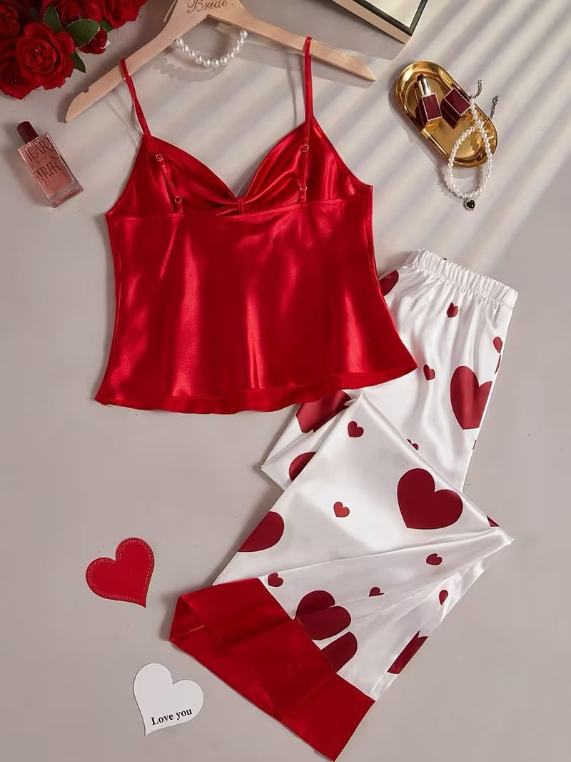 2-Piece Satin Set – Red Heart – Valentine Collection
