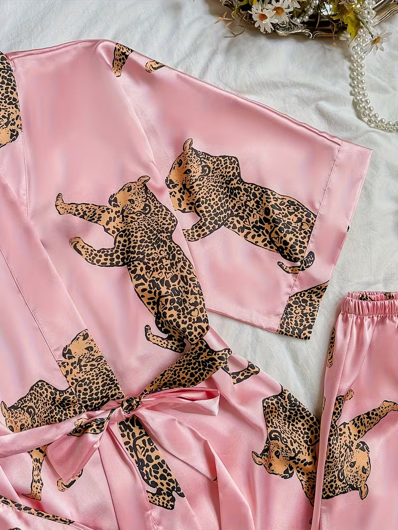 4-Piece Satin Set – Rose Pink – Wildlife