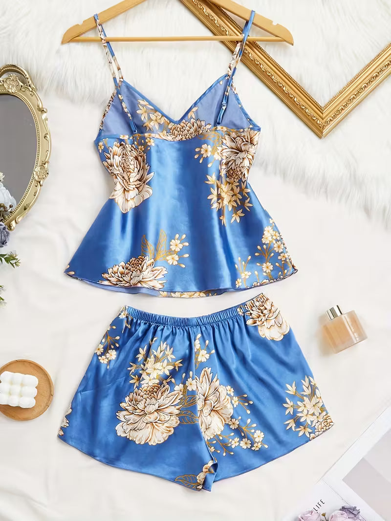 2-Piece Satin Set – Blue – Voyage Ease