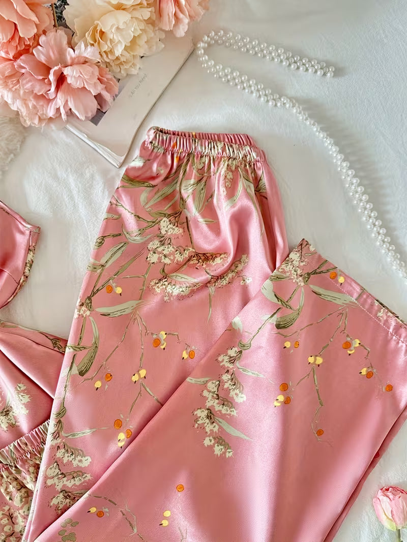 3-Piece Satin Set – Rose Pink – Dreameria Floral
