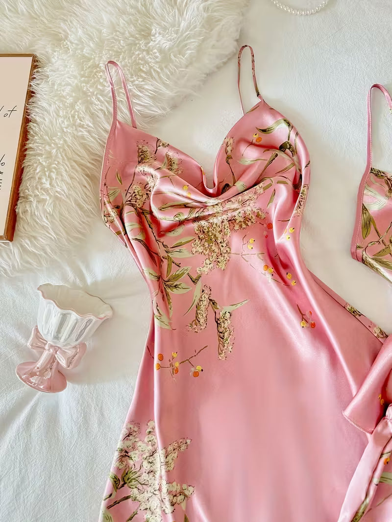 4-Piece Satin Set – Rose Pink - Jardin Poétique