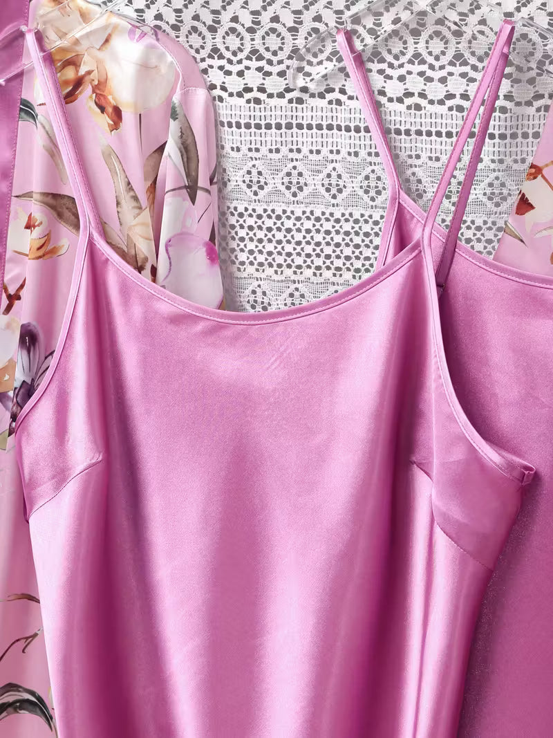 5-Piece Satin Set – Violet – Jardin de Rêve