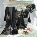 4-Piece Satin Set – Midnight Black – Jardin Poétique