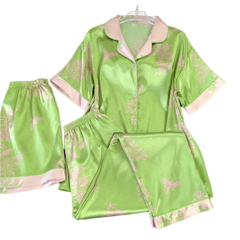 3-Piece Satin Set – Emerald Green – Spring Collection