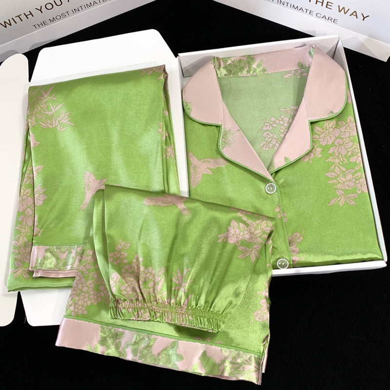 3-Piece Satin Set – Emerald Green – Spring Collection