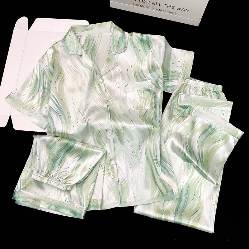 3-Piece Satin Set – Mint Green – Spring Collection
