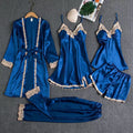 5-Piece Satin Set – Royal Blue – Classic Lace