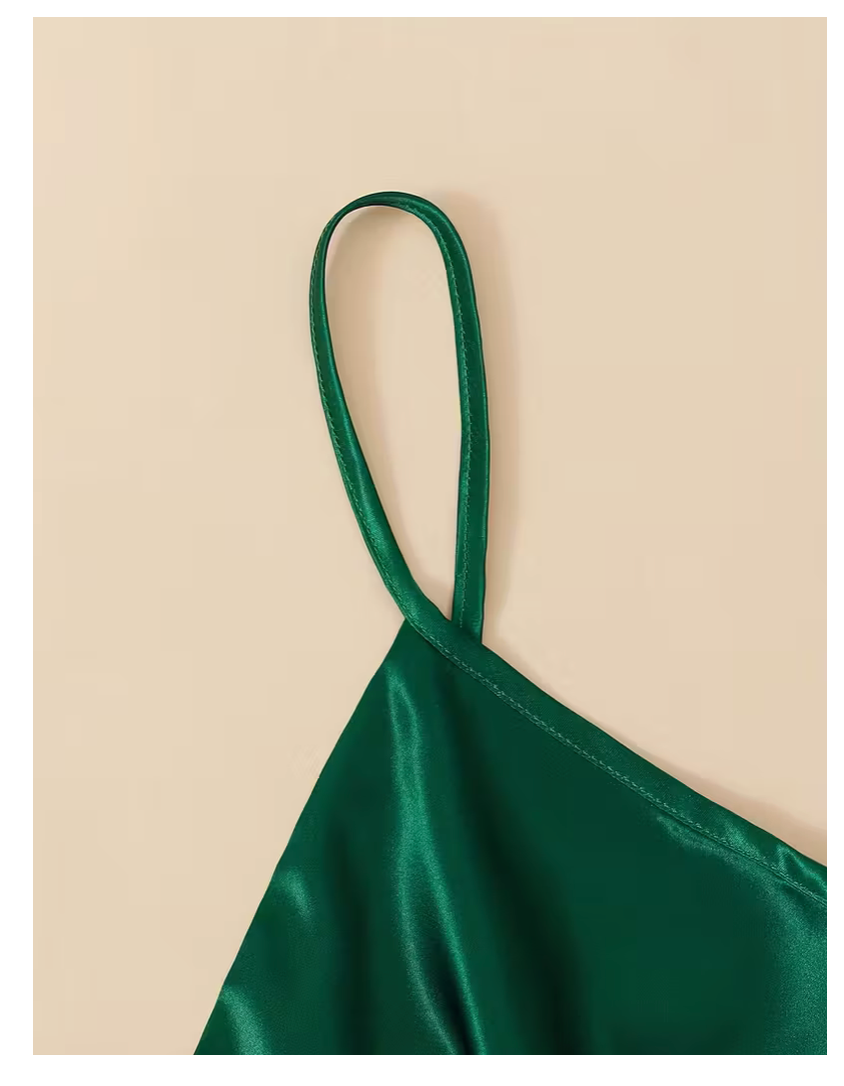 5-Piece Satin Set – Dark Green – Jardin de Rêve