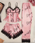 3-Piece Satin Set – Pink Heart – Valentine Collection