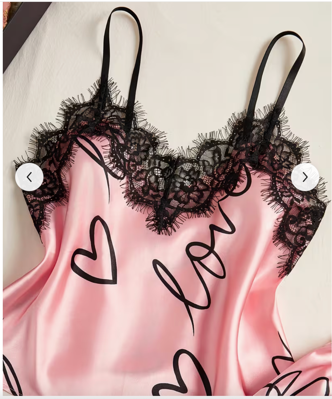 3-Piece Satin Set – Pink Heart – Valentine Collection