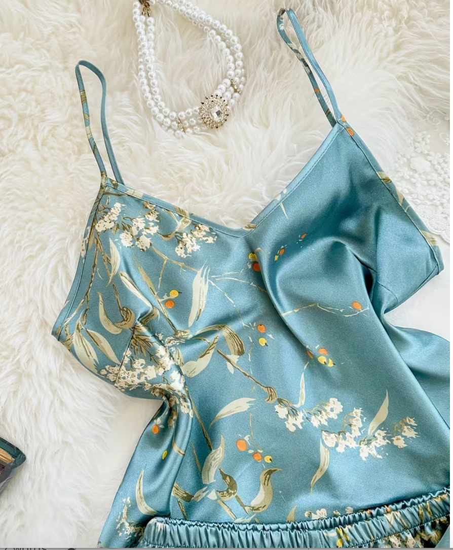 3-Piece Satin Set – Jade Green – Dreameria Floral