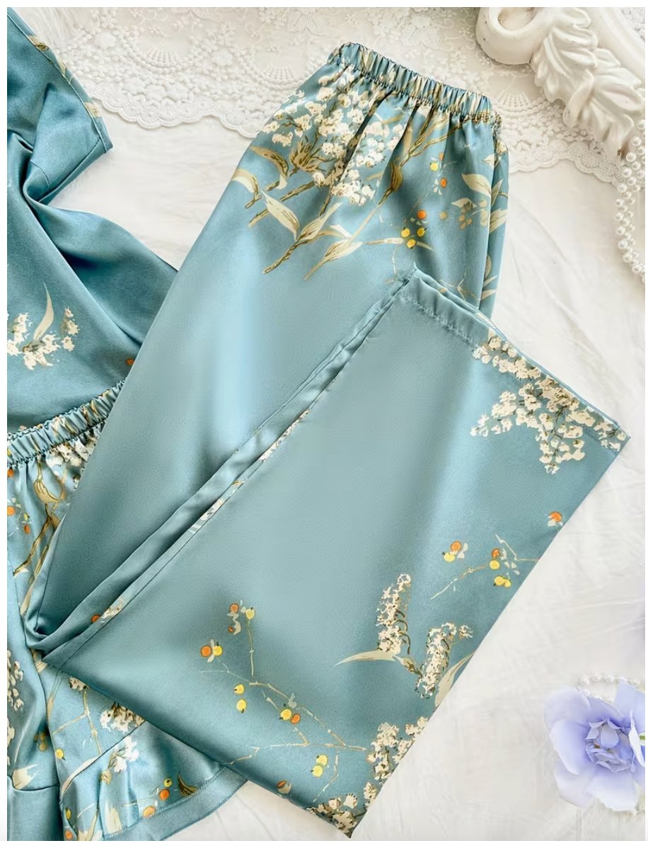 3-Piece Satin Set – Jade Green – Dreameria Floral