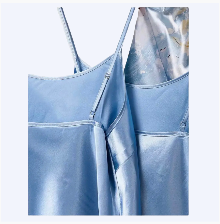 5-Piece Satin Set – Powder Blue – Jardin de Rêve