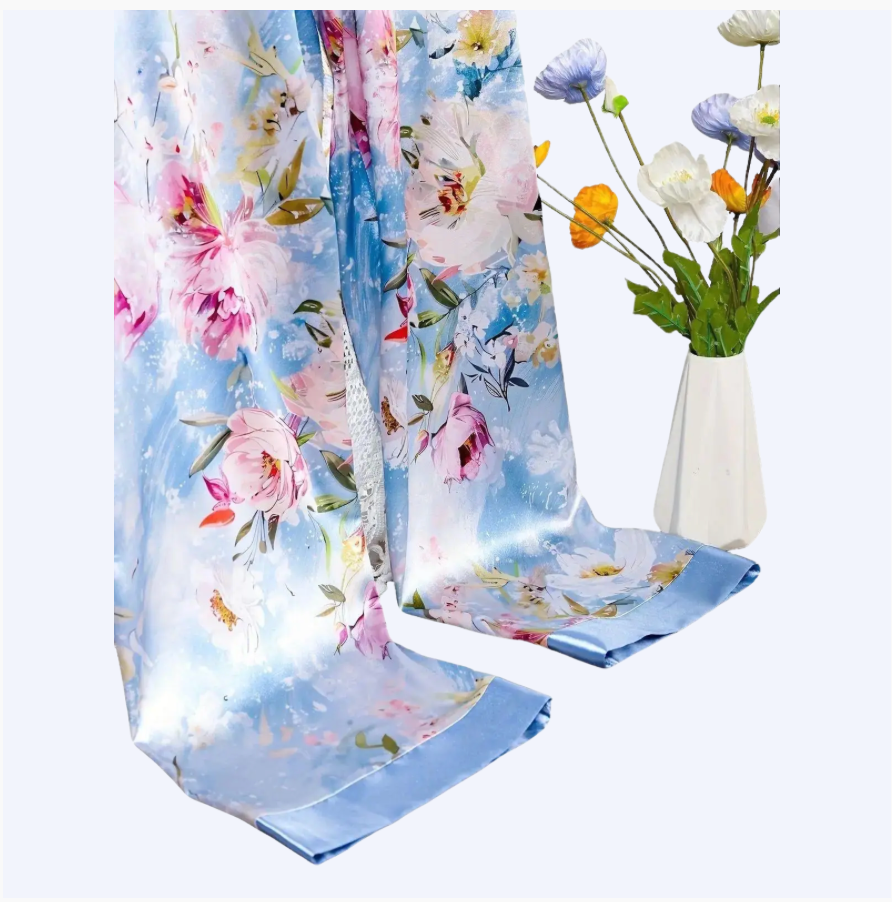 5-Piece Satin Set – Powder Blue – Jardin de Rêve