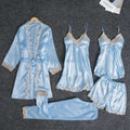 5-Piece Satin Set – Sky Blue – Classic Lace