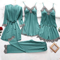 5-Piece Satin Set – Turquoise – Classic Lace