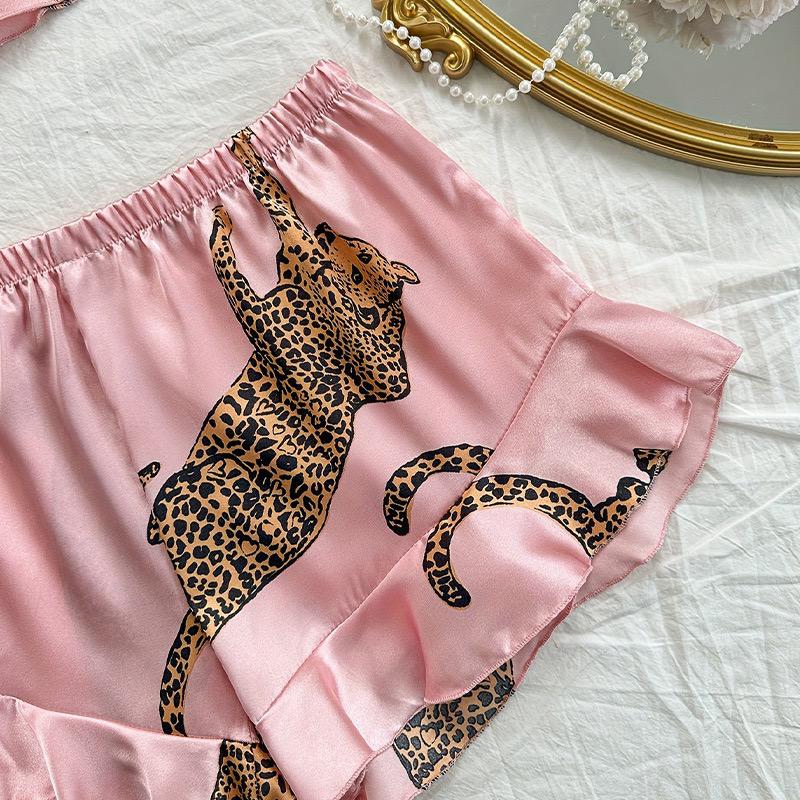 2-Piece Satin Set – Blush Pink - Leopard