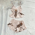 2-Piece Satin Set – Beige - Leopard