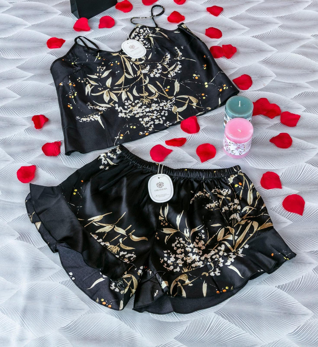 2-Piece Satin Set – Black – Voyage Ease