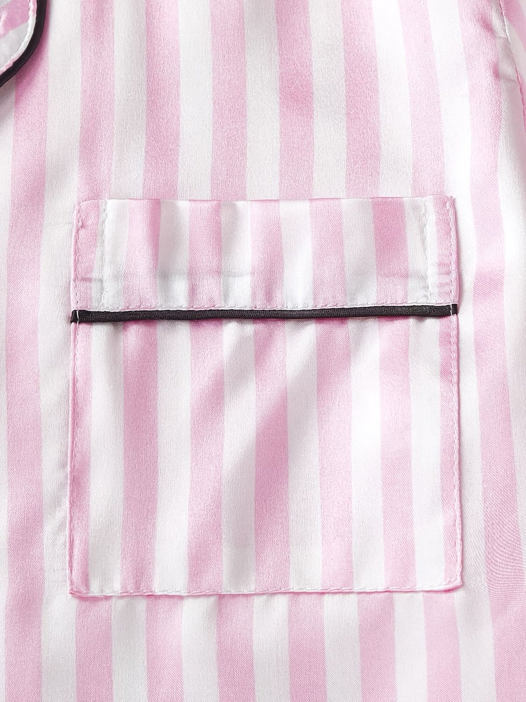 3-Piece Satin Pajama Set – Pink Striped  Button Shirt, Long Pants & Shorts
