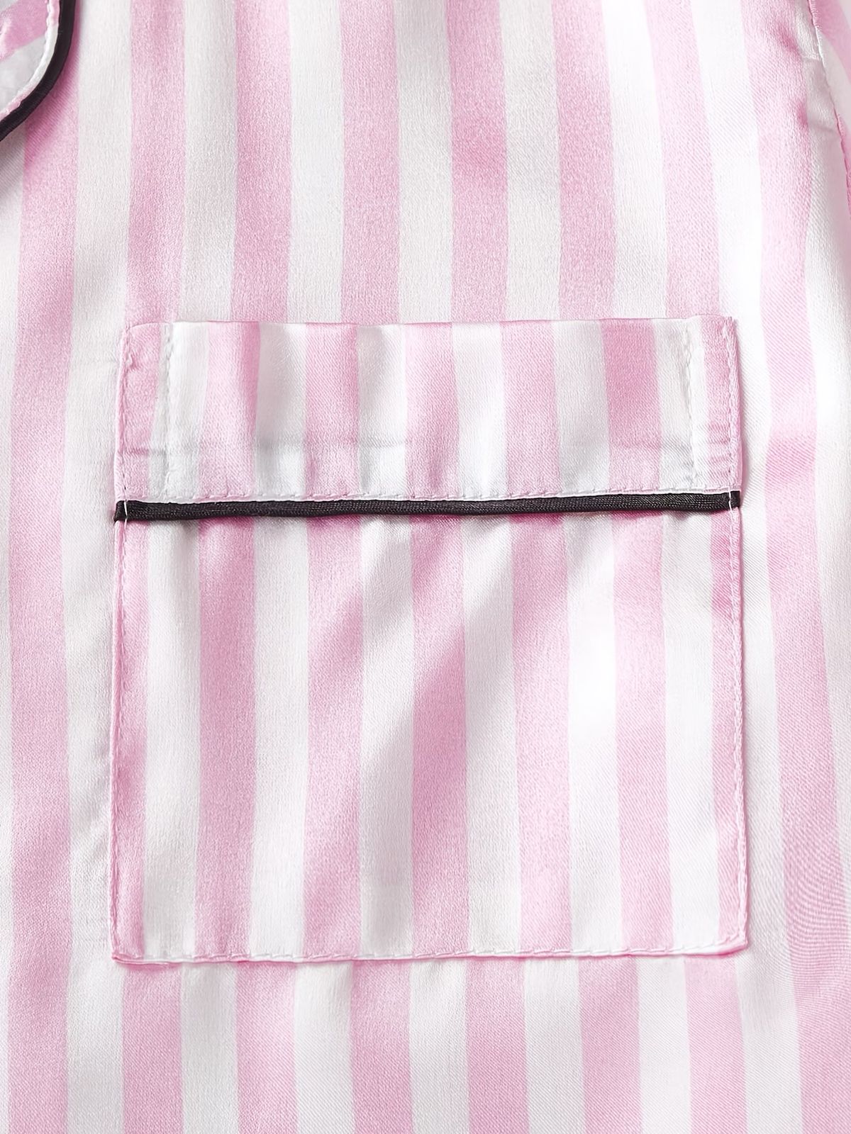 3-Piece Satin Pajama Set – Pink Striped  Button Shirt, Long Pants & Shorts