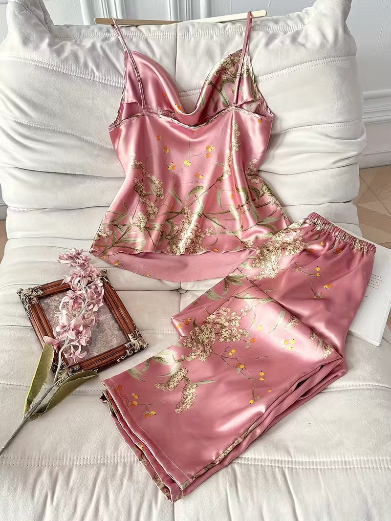 4-Piece Satin Set – Rose Pink - Jardin Poétique