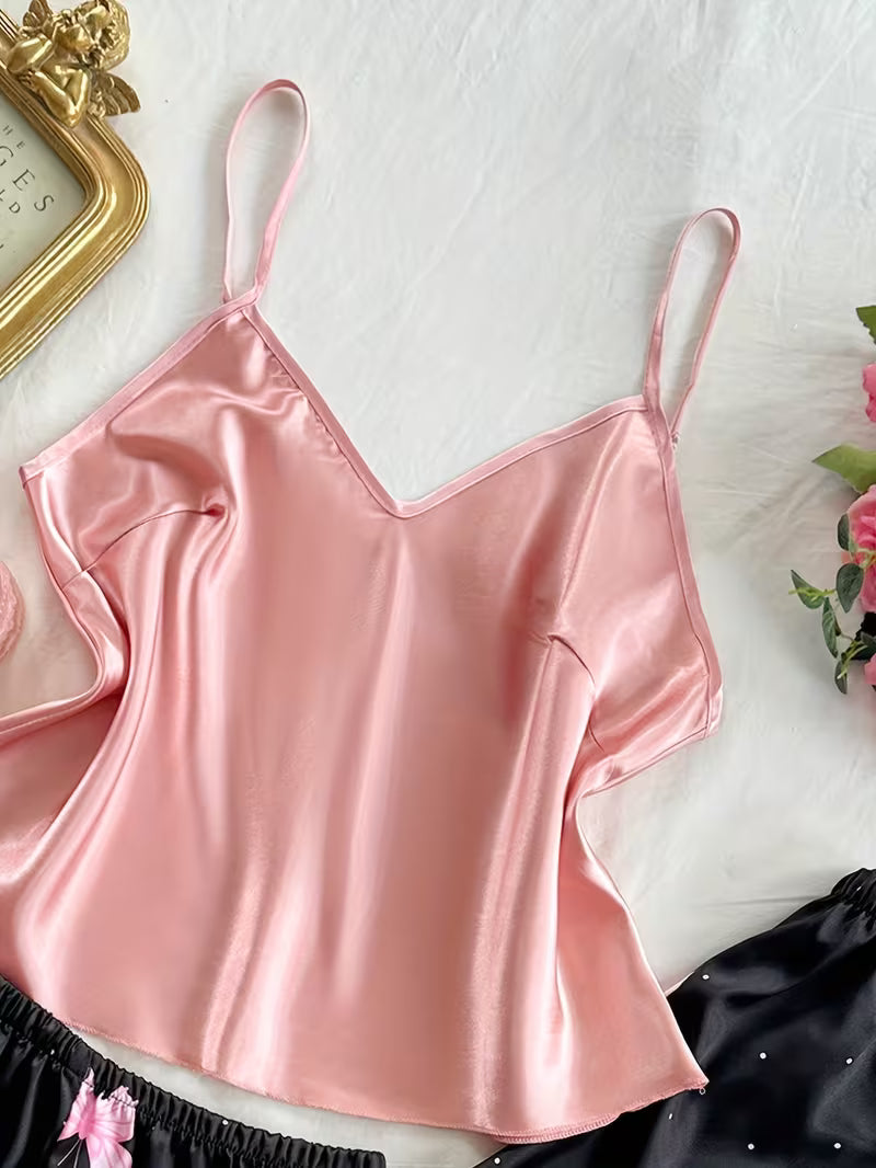 3-Piece Satin Set – Noir Butterfly – Valentine Collection