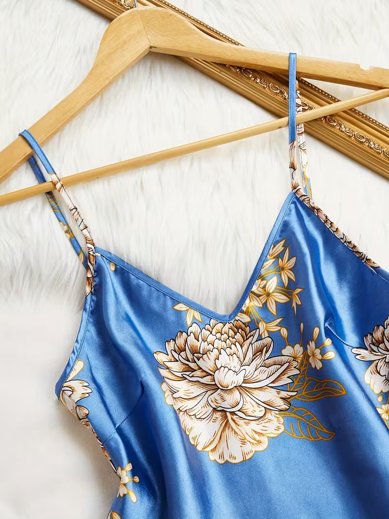 2-Piece Satin Set – Blue – Voyage Ease