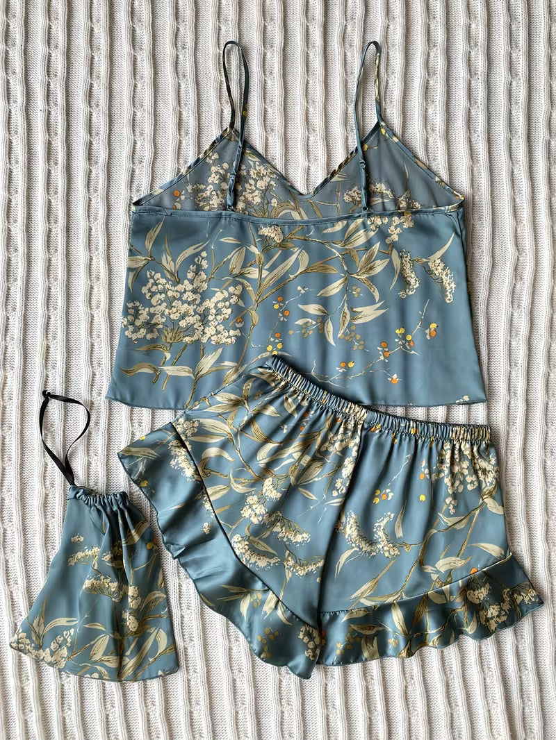 2-Piece Satin Set – Teal Green – Voyage Ease - With a complimentary travel bag